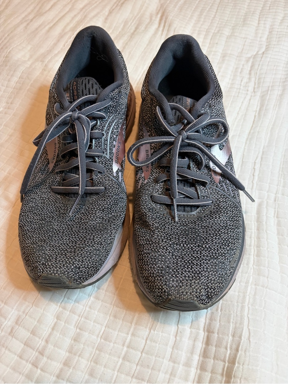 Brooks Gray Knit Lace-Up Running Shoes